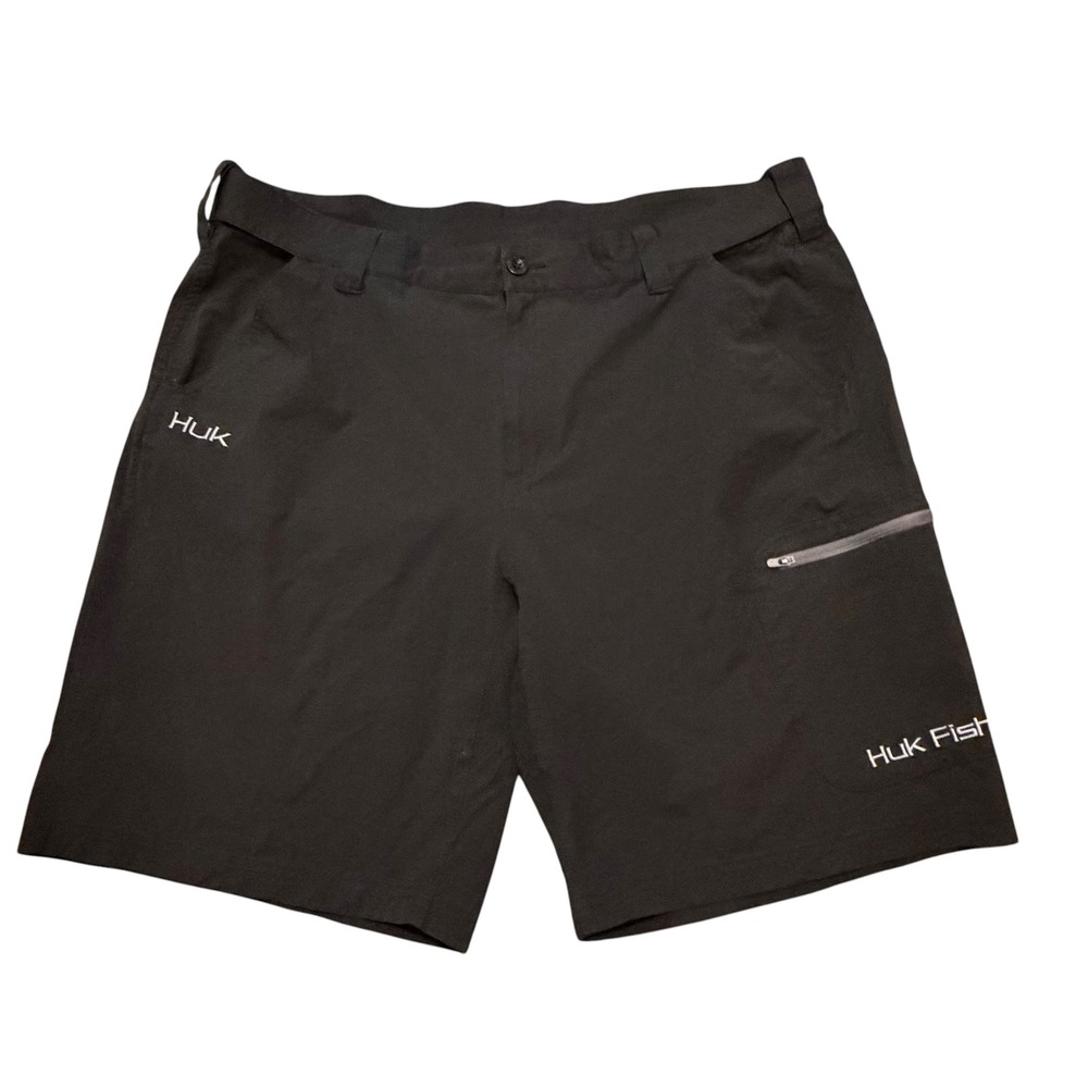 Huk Fishing Shorts Mens XXL Black Performance Stretch Cargo H2000011 - Picture 1 of 9